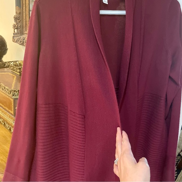 89th & Madison Burgundy Open Front Cardigan - Picture 8 of 11
